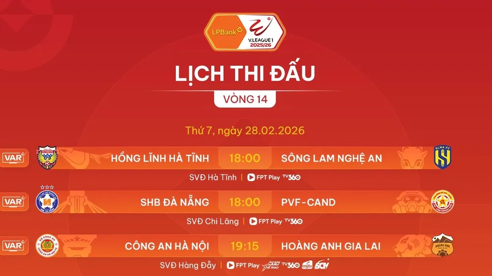 Lịch thi đấu vòng 14 V-League 2025-2026