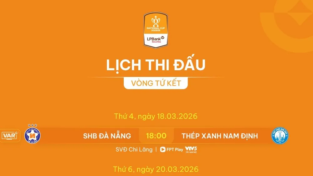 Lịch thi đấu vòng Tứ kết Cúp Quốc gia 2025-2026