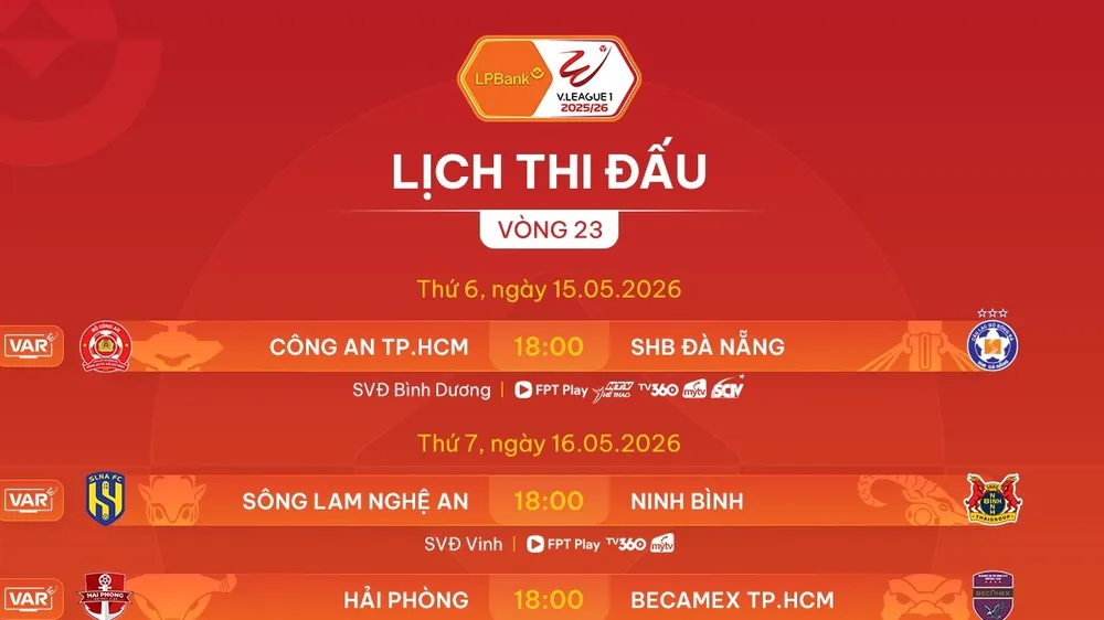 Lịch thi đấu vòng 23 LPBank V-League 2025-2026