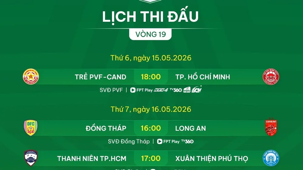 Lịch thi đấu vòng 19 giải hạng Nhất 2025-2026