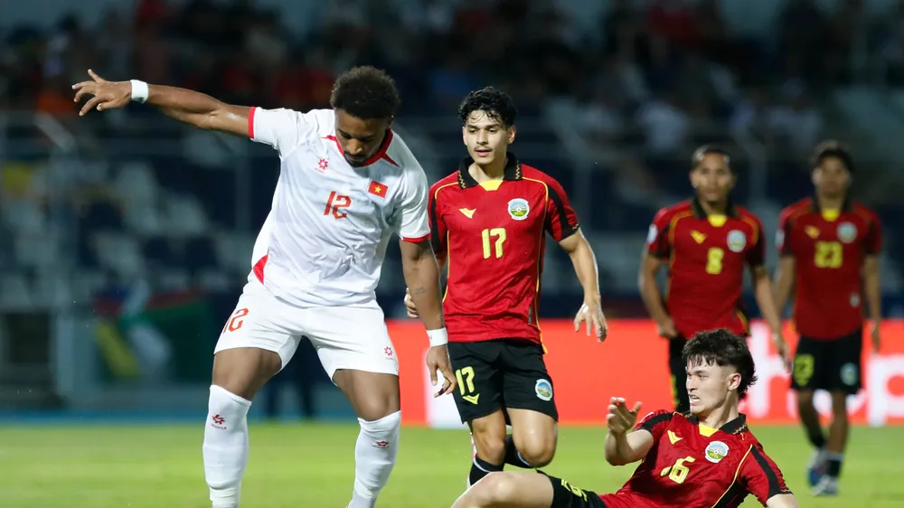 Timor Leste thể hình hình ảnh yếu ớt trong cuộc tiếp đón Việt Nam ở trận ra quân. Ảnh: ANH KHOA