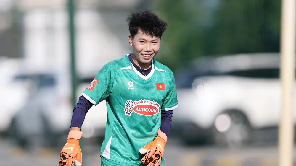 Thủ môn Kim Thanh, một trong những gương mặt kỳ cựu của đội tuyển nữ Việt Nam. Ảnh: ĐÔNG HUYỀN