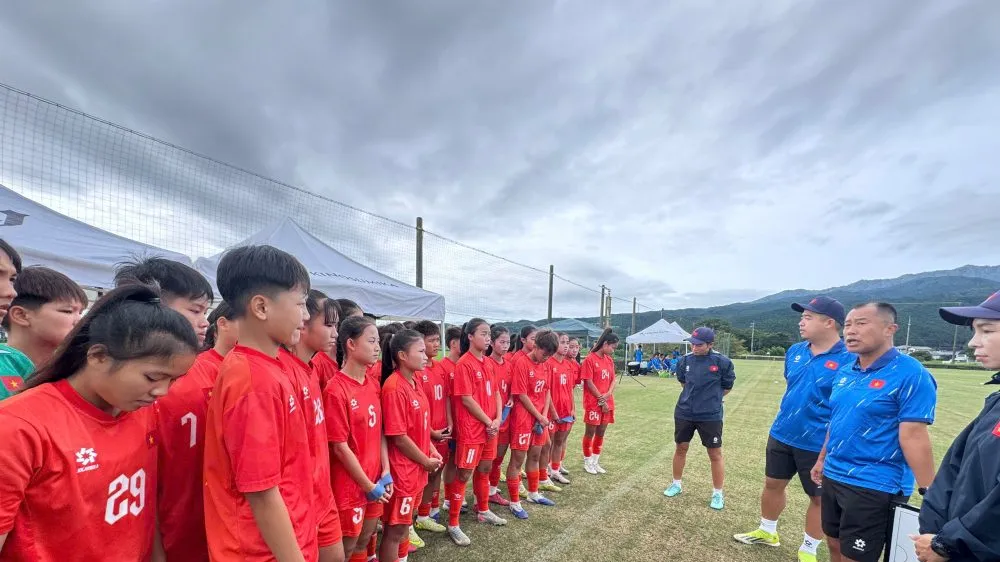 Đội tuyển U17 nữ Việt Nam khép lại hai tuần tập huấn tại Nhật Bản. Ảnh: VFF
