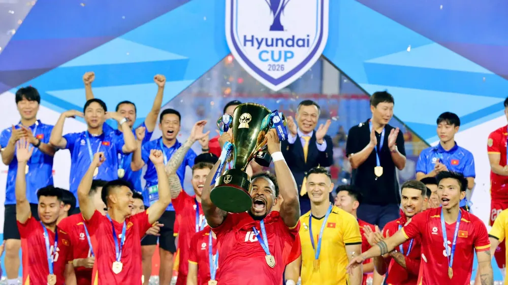 Thành tích ấn tượng tại ASEAN Cup 2026 đã giúp đội tuyển Việt Nam thăng tiến trên BXH FIFA tính đến tháng 9. Ảnh: ĐOÀN NHẬT