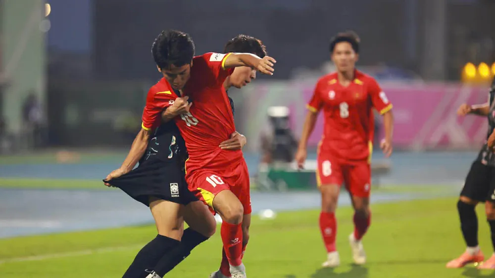 U23 Việt Nam trong trận thắng U23 Hàn Quốc tại VCK U23 châu Á 2026. Ảnh: TED TRẦN