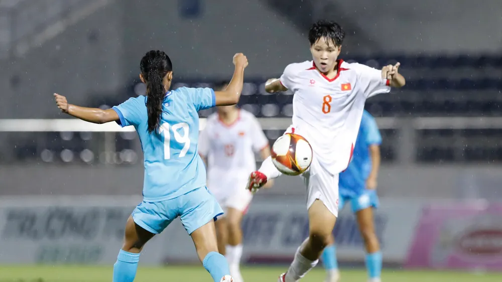 U17 nữ Việt Nam giành trận thắng với tỷ số kỷ lục trước đội U17 Quần đảo Bắc Mariana. Ảnh: ĐÔNG HUYỀN