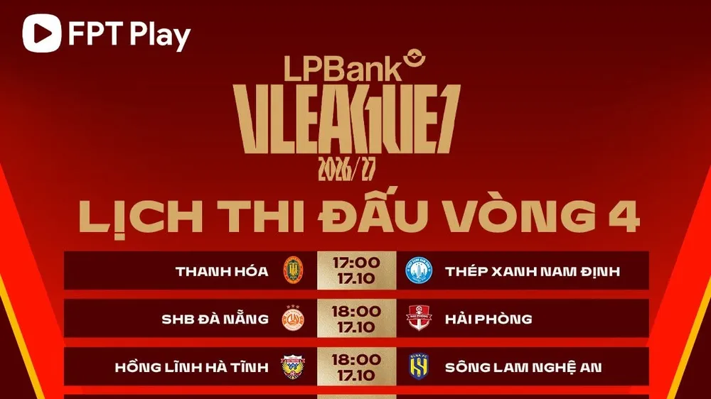 Lịch thi đấu vòng 4 V-League 2026-2027