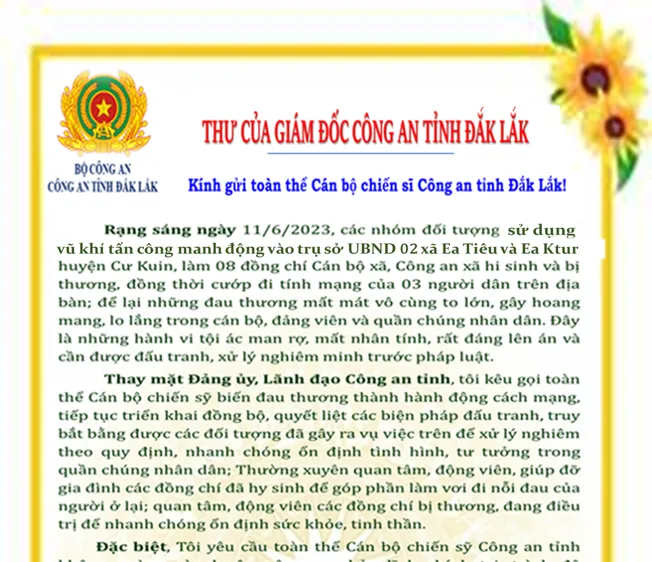 Giám đốc Công an tỉnh Đắk Lắk: “Biến đau thương thành hành động cách mạng”