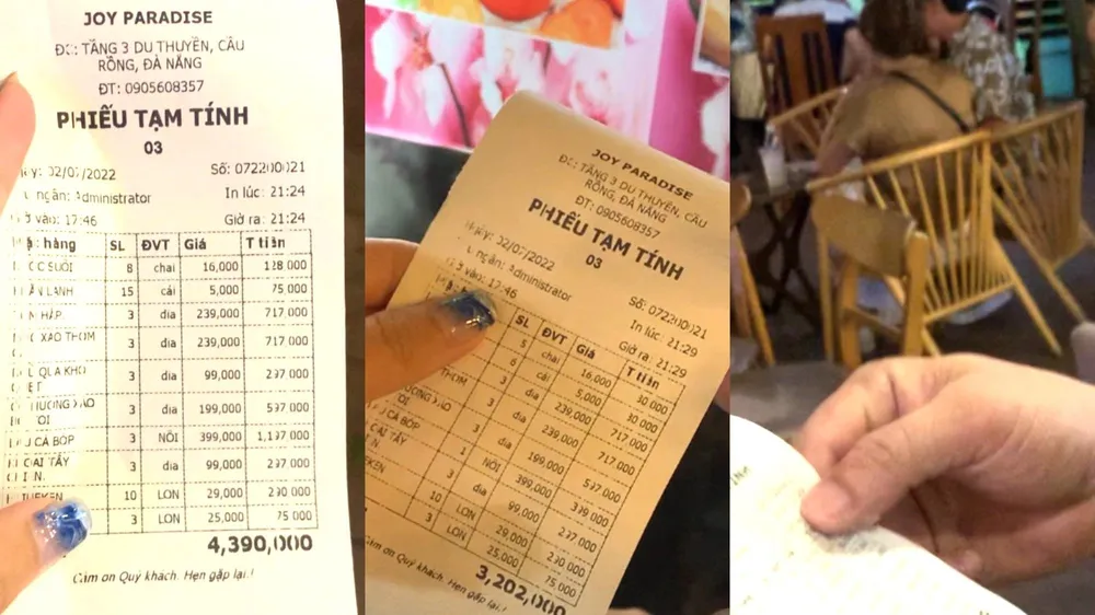 Sau 2 lần kiểm hóa đơn, du khách chỉ phải trả hơn 2,8 triệu đồng so với gần 4,4 triệu đồng ban đầu