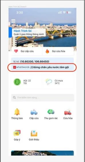 Người gọi có thể xem địa chỉ hiện tại khi mở ứng dụng Hành trình số