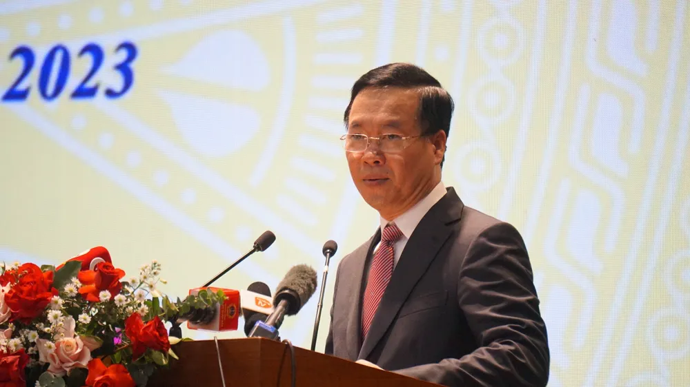 Chủ tịch nước Võ Văn Thưởng phát biểu tại hội nghị. Ảnh: XUÂN QUỲNH