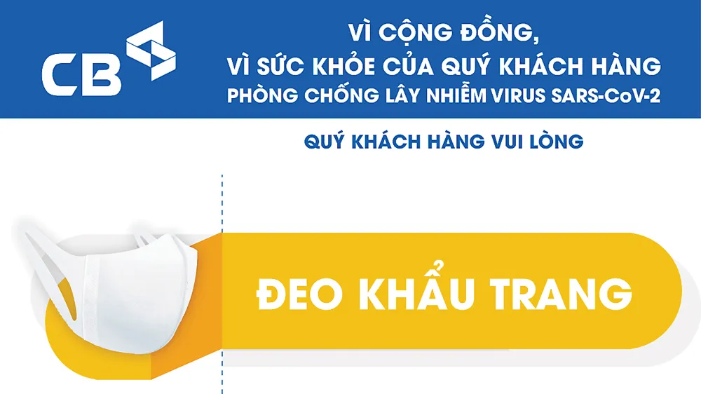 Khách hàng giao dịch tại CB: Được phục vụ đo thân nhiệt và nước rửa tay sát khuẩn