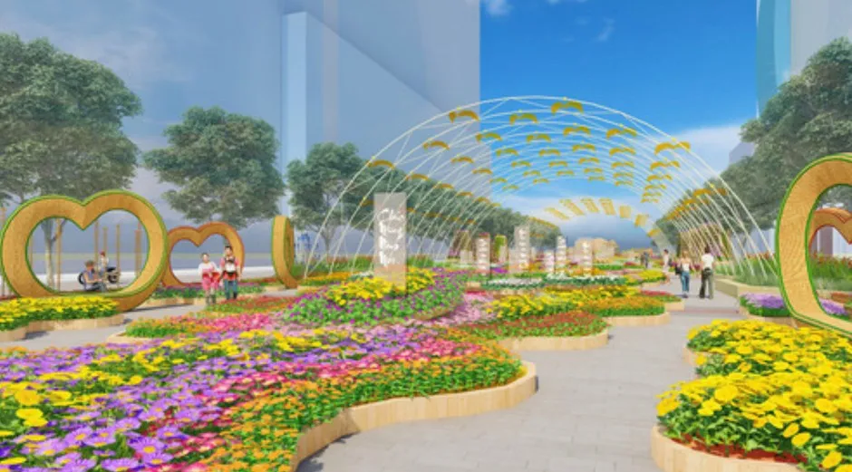 Phối cảnh Đường hoa Nguyễn Huệ Tết 2022