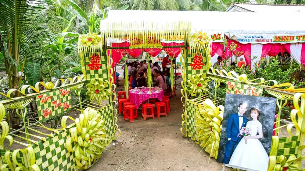 Cổng cưới dừa nước mộc mạc nơi quê nhà