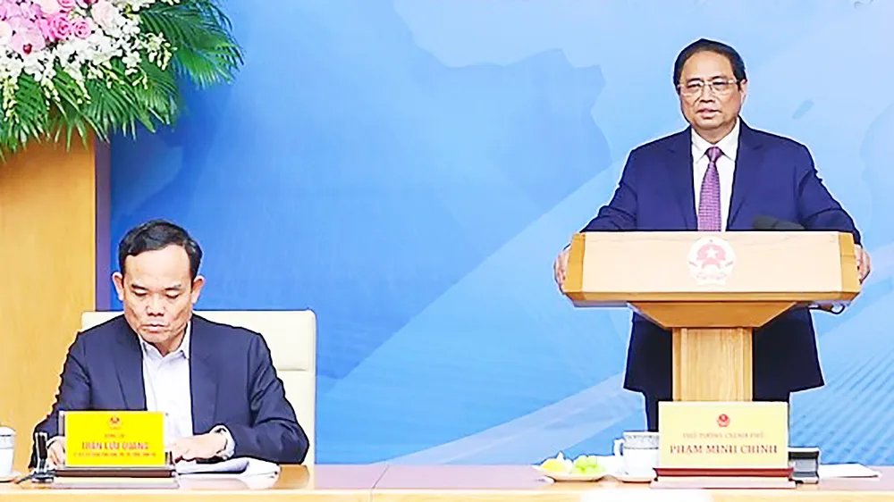 Thủ tướng Phạm Minh Chính phát biểu tại hội nghị. Ảnh: VIẾT CHUNG