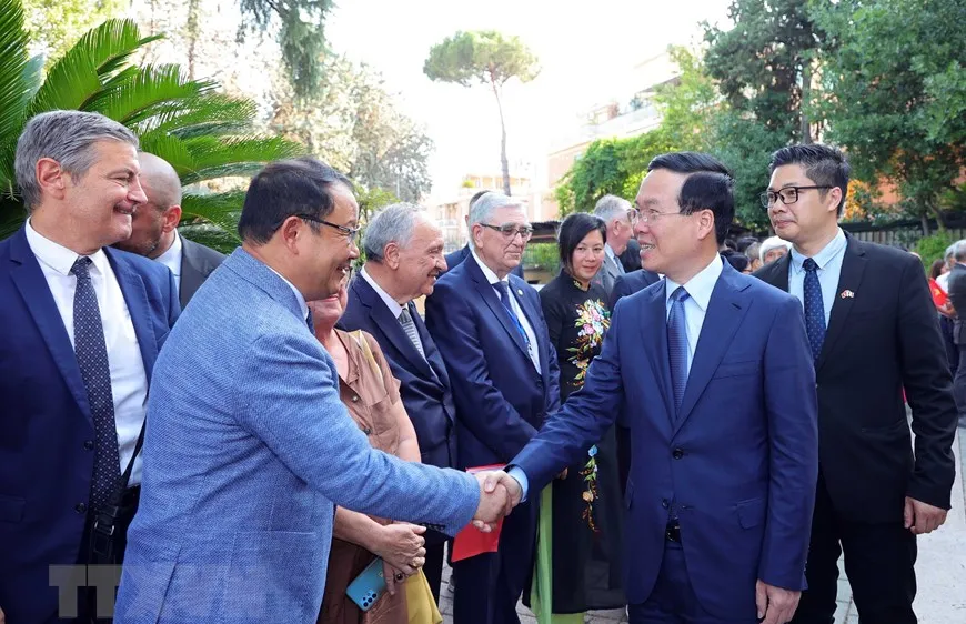 Chủ tịch nước Võ Văn Thưởng gặp mặt kiều bào và những người bạn Italy thân thiết với Việt Nam