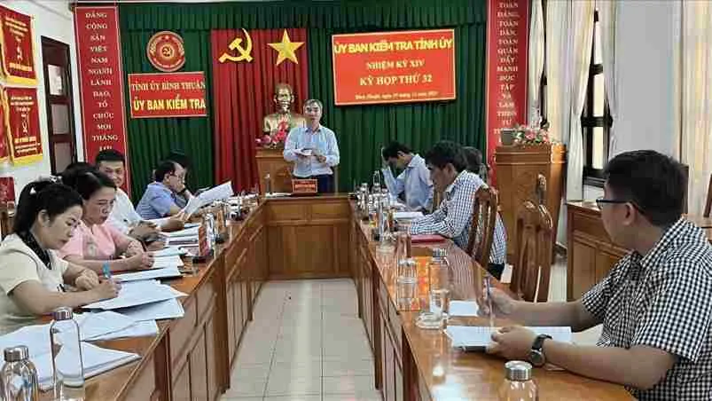 Uỷ ban Kiểm tra Tỉnh ủy Bình Thuận họp lần thứ 32. Ảnh: UBKT Tỉnh ủy Bình Thuận