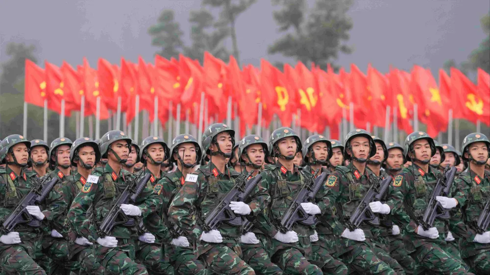 Đội hình hợp luyện ở Trung tâm Huấn luyện quân sự quốc gia 4 (Hà Nội)