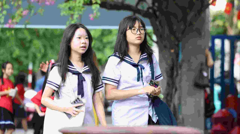 Học sinh Trường THCS - THPT Lương Thế Vinh, Hà Nội. Ảnh: QUANG PHÚC