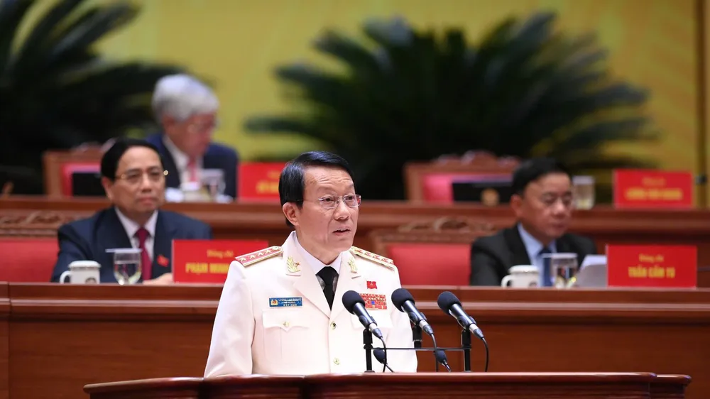Đại tướng Lương Tam Quang, Ủy viên Bộ Chính trị, Bộ trưởng Bộ Công an trình bày tham luận