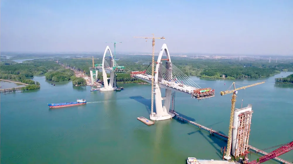 Cầu Phước An hoàn thành sẽ kết nối cụm cảng Cái Mép - Thị Vải với cao tốc Bến Lức - Long Thành (ẢNH: THÀNH HUY)