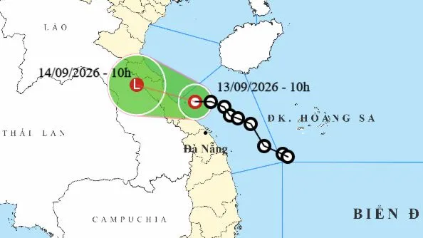 Tối và đêm nay 13-9, áp thấp nhiệt đới đi vào đất liền từ Hà Tĩnh đến Quảng Trị