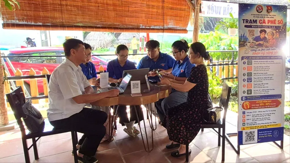 Địa bàn phường Tam Thắng hiện có 3 “Trạm cà phê số - Bình dân học vụ số 4.0” tại Trụ sở khu phố 25, Quán coffee Pier (ở 110 đường Trương Văn Bang) và Quán coffee Xưa (ở 59 đường 3/2).