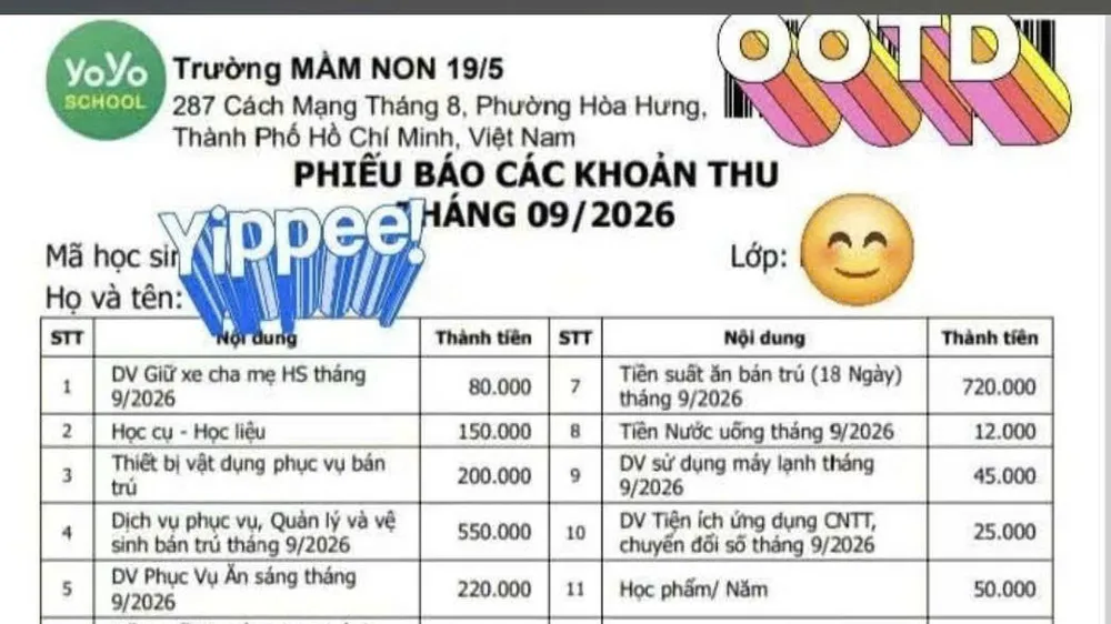 Phụ huynh học sinh Trường Mầm non 19/5 (phường Hòa Hưng) phản ánh thông tin về phí giữ xe không hợp lý