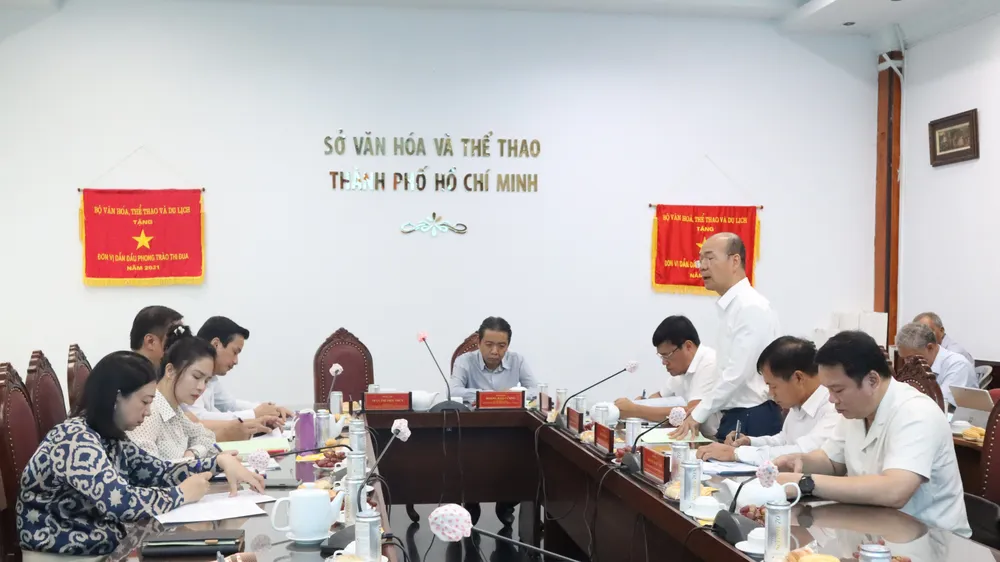 Quang cảnh buổi làm việc về công tác tổ chức Đại hội thể thao toàn quốc 2026. Ảnh: THANH TÙNG 