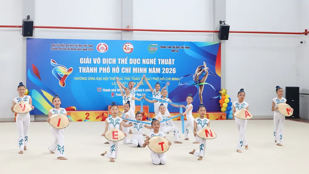 Nội dung Gymdance lần đầu tiên đưa vào thi đấu tại Việt Nam. Ảnh: THANH TÙNG 