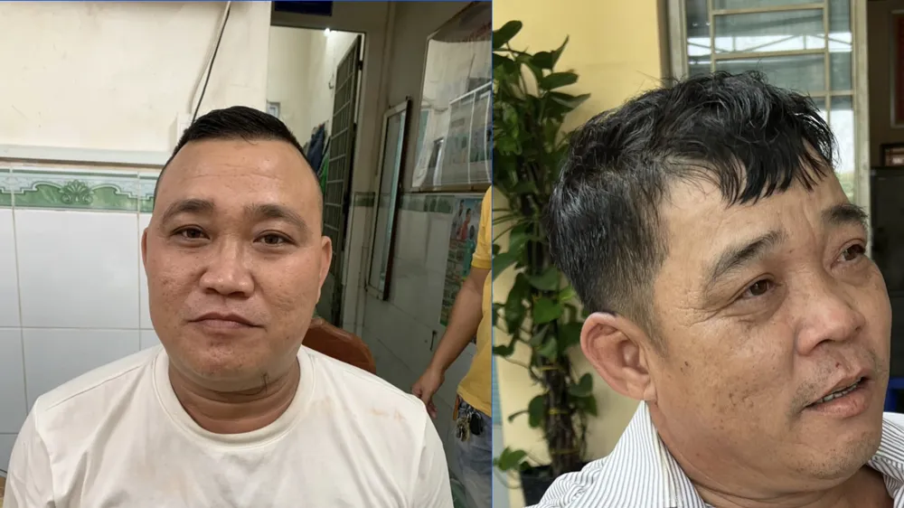Đối tượng Hiếu (trái) và Viên bị tạm giữ phục vụ điều tra