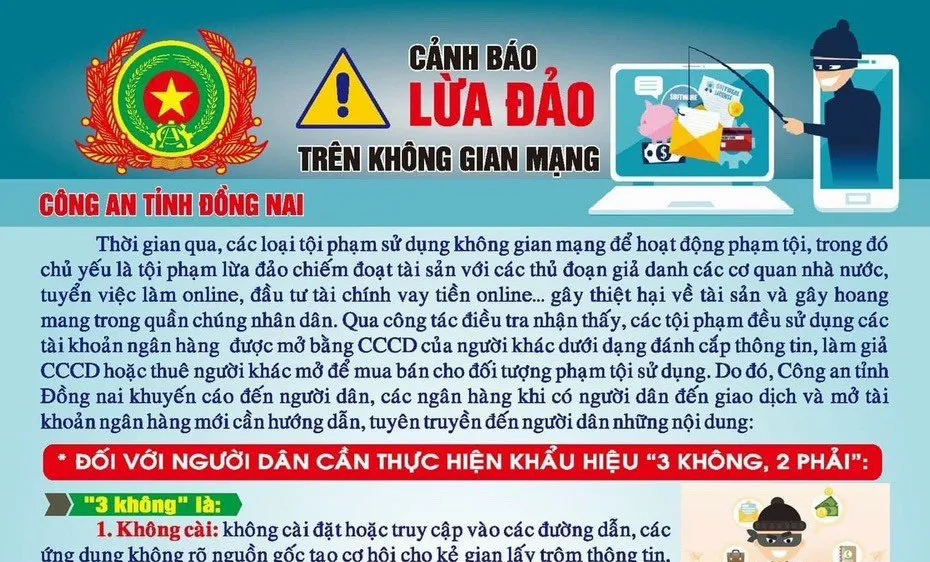 Đồng Nai: Khuyến cáo người dân về tội phạm lừa đảo trên không gian mạng
