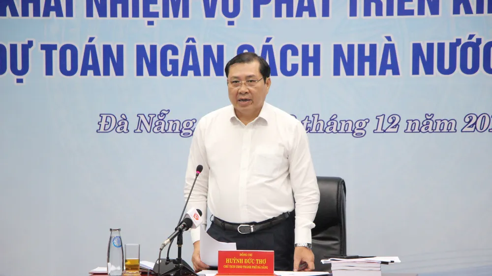 Ông Huỳnh Đức Thơ, Chủ tịch UBND TP Đà Nẵng phát biểu tại Hội nghị Ảnh: NGUYỄN CƯỜNG 
