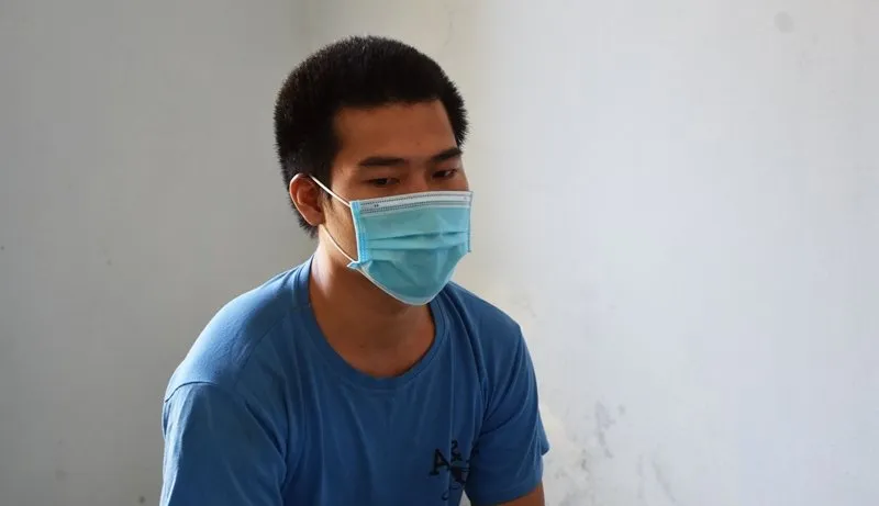 Đối tượng Nguyễn Minh Tiến tại cơ quan công an 
