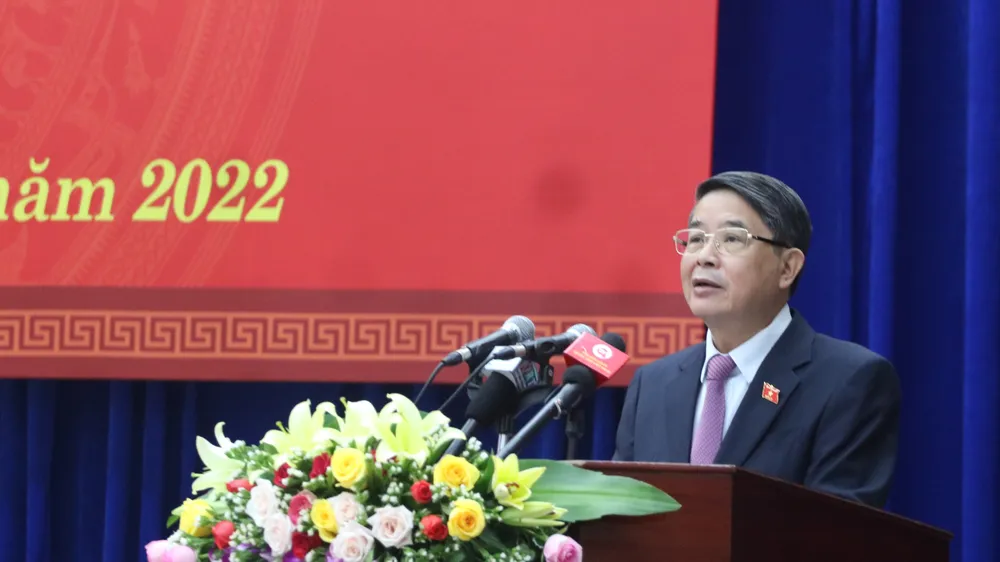 Phó Chủ tịch Quốc hội Nguyễn Đức Hải phát biểu tại kỳ họp HĐND tỉnh Quảng Nam vào sáng 18-7. Ảnh: NGUYỄN CƯỜNG
