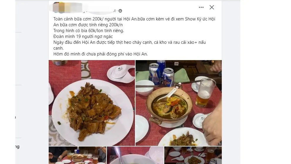 Khách tố bán suất ăn 200.000 đồng/người, nhà hàng ở Hội An nói gì?