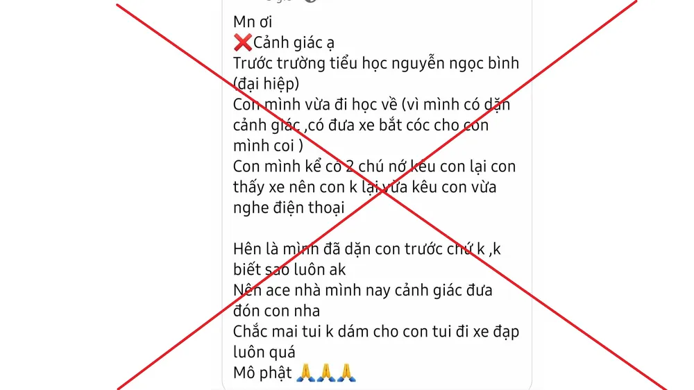 Công an làm việc với 2 người đăng tin sai sự thật về bắt cóc trẻ em