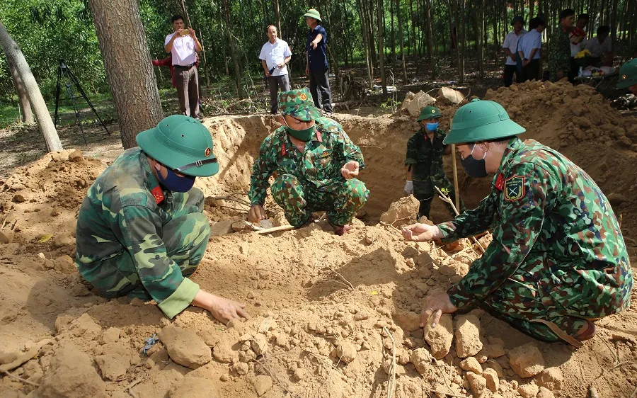 Khu vực phát hiện và quy tập 4 hài cốt liệt sĩ là một vườn tràm của người dân thôn Nhan Biều 2 (xã Triệu Thượng, huyện Triệu Phong)