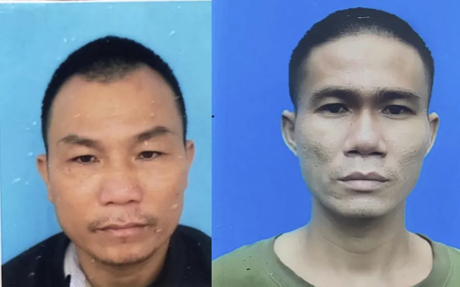 2 đối tượng Đoàn Trân (trái ảnh) và Nguyễn Văn Tiềm bị truy nã vì khoét tường trốn khỏi trại tạm giam. Ảnh: CA