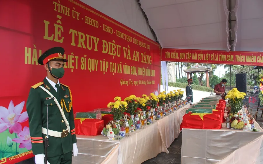 Quảng Trị: Truy điệu và an táng 16 hài cốt liệt sĩ