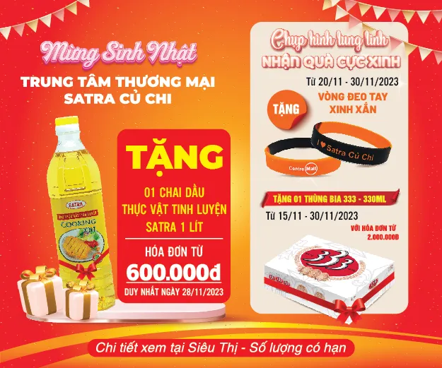 Nhiều quà tặng mừng sinh nhật Trung tâm thương mại Satra Củ Chi