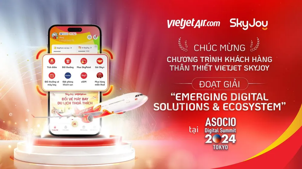 Vietjet SkyJoy nhận Giải thưởng ASOCIO DX Award 2024, khẳng định vị thế tiên phong trong sáng tạo dịch vụ khách hàng