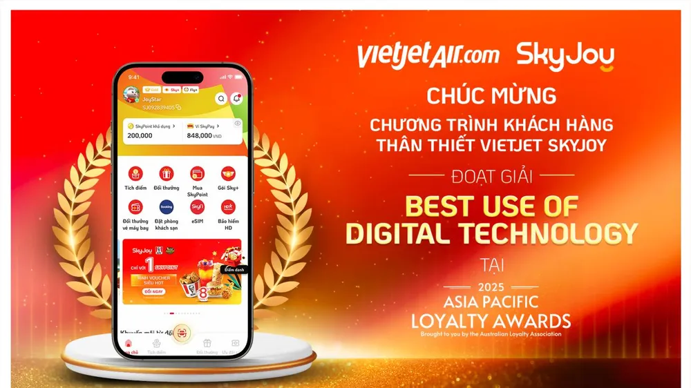 Không ngừng đổi mới sáng tạo trong lĩnh vực công nghệ số, Vietjet thắng lớn tại Asia Pacific Loyalty Awards 2025 với Vietjet SkyJoy