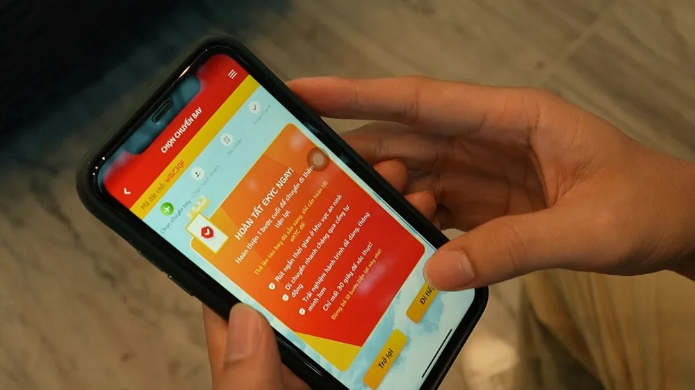 Đặt vé bay Vietjet và làm thủ tục dễ dàng bằng sinh trắc học trên ứng dụng VNeID