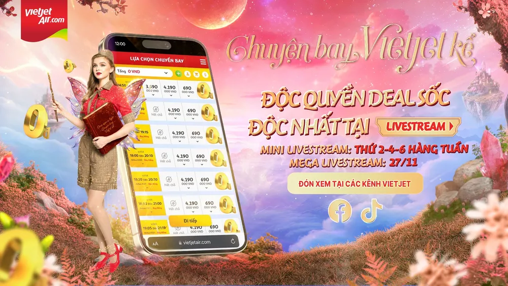 Trọn gói Business và SkyBoss chỉ từ 1,8 triệu đồng trong Mega Livestream “Chuyện bay Vietjet kể” 27-11