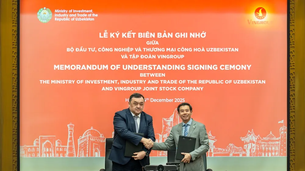 Vingroup công bố hợp tác chiến lược với chính phủ Uzbekistan, mở ra cơ hội đầu tư quy mô lớn tại Trung Á