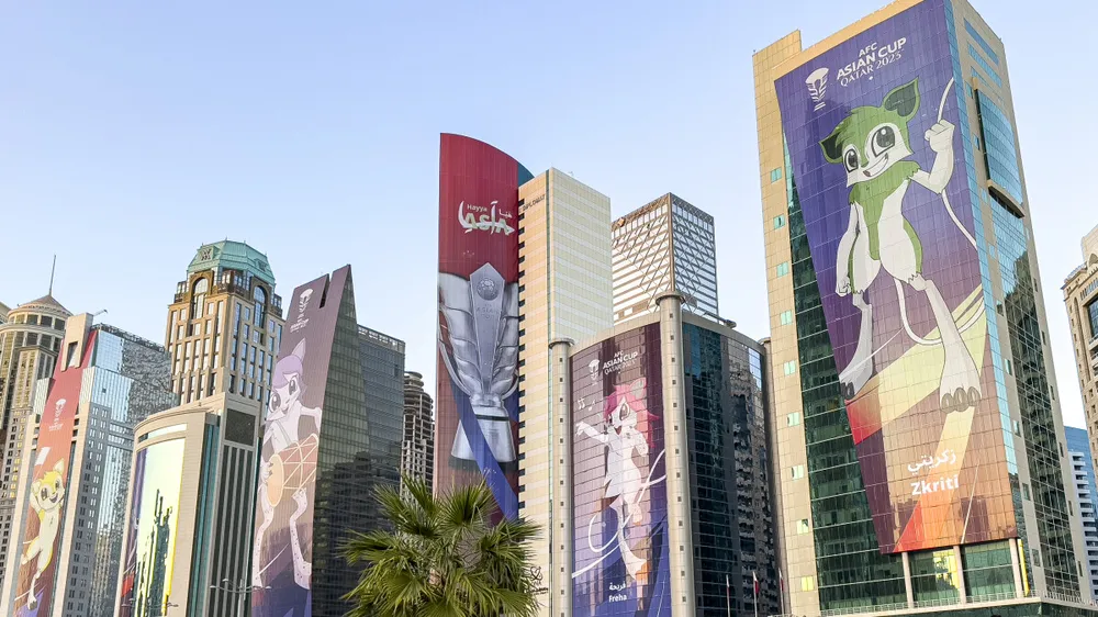 Áp phích về Asian Cup 2023 được trưng bày ở khắp thủ đô Doha, Qatar. 