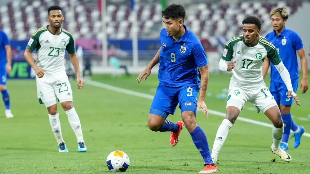 U23 Thái Lan thua đậm U23 Saudi Arabia ở lượt trận thứ 2 vòng bảng. ẢNH: FAT 