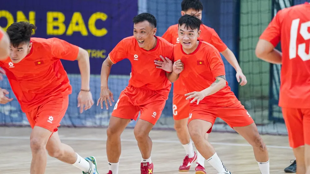 Đội tuyển futsal Việt Nam đang tích cực tập luyện tại Nhà thi đấu Futsal quận 8. ẢNH: ANH TRẦN 