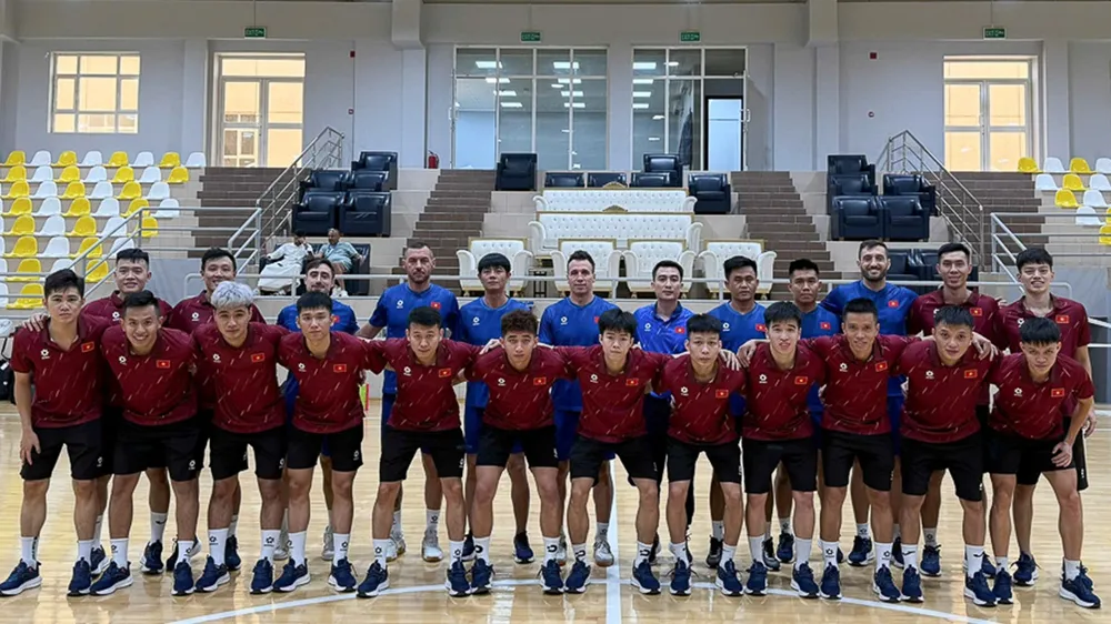 Đội tuyển futsal Việt Nam đã có những buổi tập đầu tiên tại Kuwait. ẢNH: ANH TRẦN 